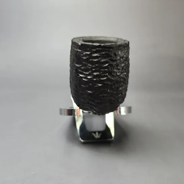 MBSD Briars by Piero Vitale Black Rusticated Billiard w/ Zebrawood Briar Pipe, New - Image 4