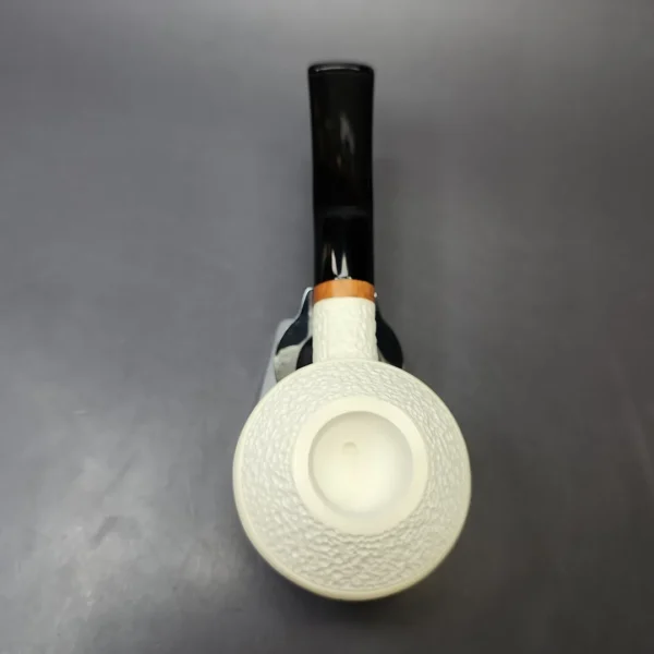 MBSD Meerschaum Deluxe Rusticated Squat Rhodesian Block Meerschaum Pipe, Briar-Mortise, New - Image 6