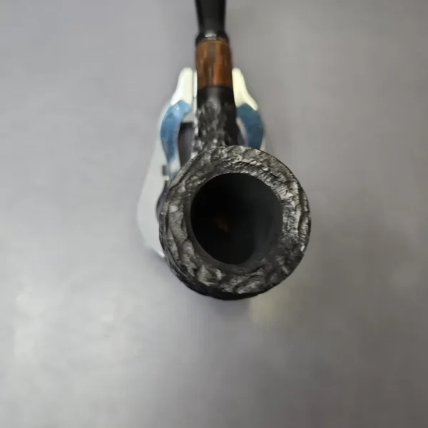 MBSD Briars by Piero Vitale Black Rusticated Billiard w/ Zebrawood Briar Pipe, New - Image 5