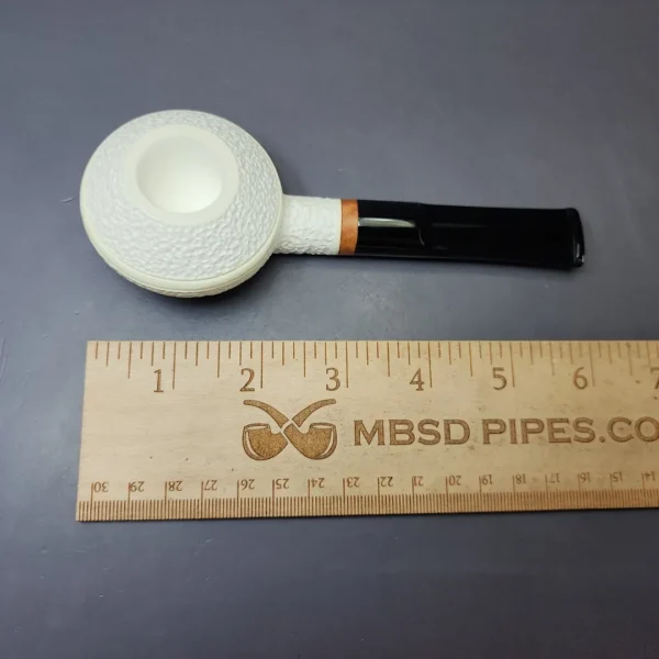 MBSD Meerschaum Deluxe Rusticated Squat Rhodesian Block Meerschaum Pipe, Briar-Mortise, New - Image 8