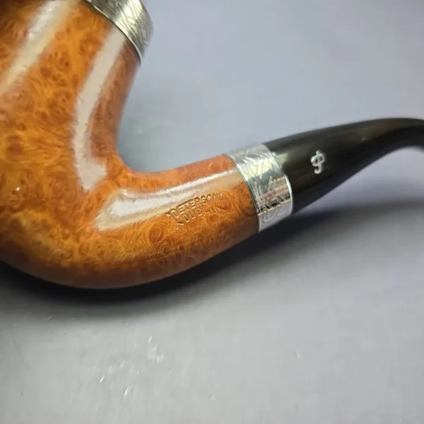 Peterson 2008 Pipe of the Year Smooth Bent Billiard w/ Silver Estate Briar Pipe, Irish Estates - Image 7