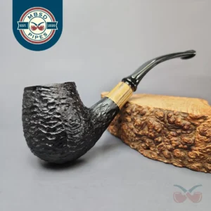 MBSD Briars by Piero Vitale Black Rusticated Brandy w/ Olivewood, Briar Pipe, New