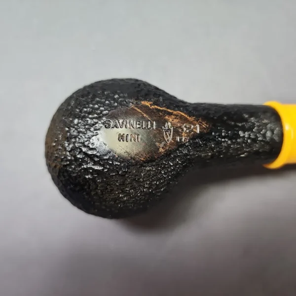 Savinelli Mini Yellow 321 Rusticated Author Estate Briar Pipe, Unsmoked, 6mm - Image 10