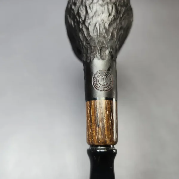 MBSD Briars by Piero Vitale Black Rusticated Billiard w/ Zebrawood Briar Pipe, New - Image 11