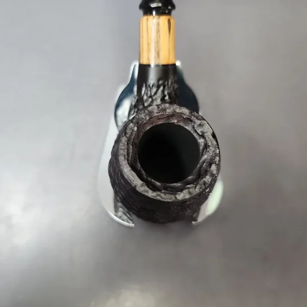 MBSD Briars by Piero Vitale Black Rusticated Brandy w/ Olivewood, Briar Pipe, New - Image 4