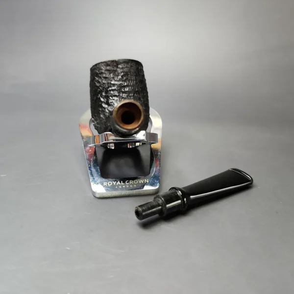 MBSD Briars by Piero Vitale Black Rusticated Billiard w/ Zebrawood Briar Pipe, New - Image 12