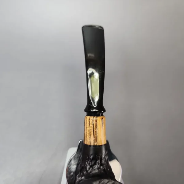 MBSD Briars by Piero Vitale Black Rusticated Brandy w/ Olivewood, Briar Pipe, New - Image 5