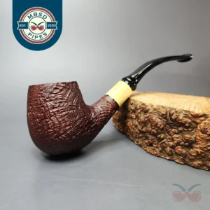 MBSD Briars by Piero Vitale Red Sandblasted Brandy w/ Boxwood Briar Pipe, New