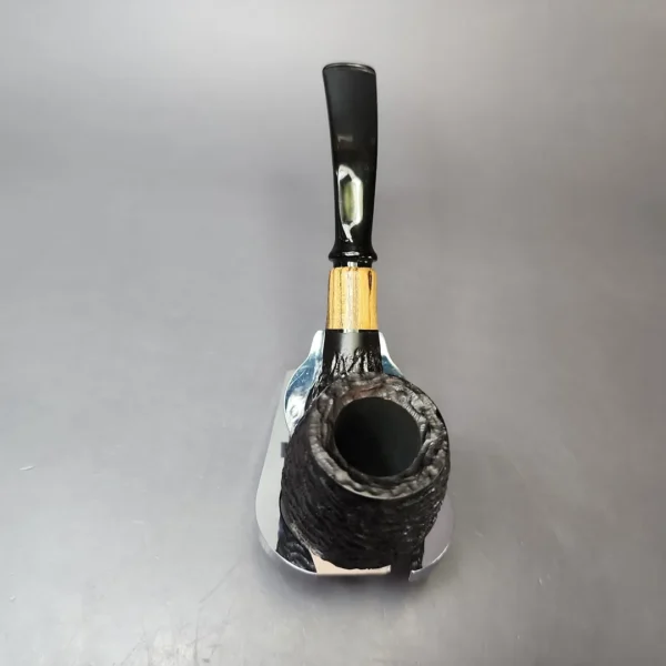 MBSD Briars by Piero Vitale Black Rusticated Brandy w/ Olivewood, Briar Pipe, New - Image 6