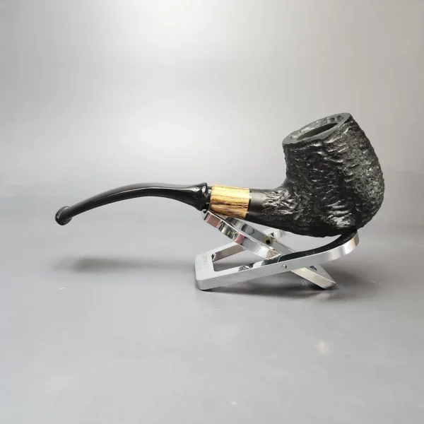 MBSD Briars by Piero Vitale Black Rusticated Brandy w/ Olivewood, Briar Pipe, New - Image 7