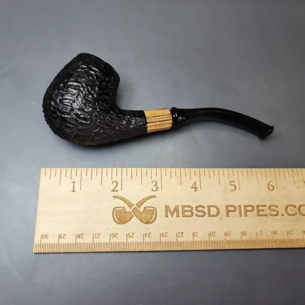 MBSD Briars by Piero Vitale Black Rusticated Brandy w/ Olivewood, Briar Pipe, New - Image 8