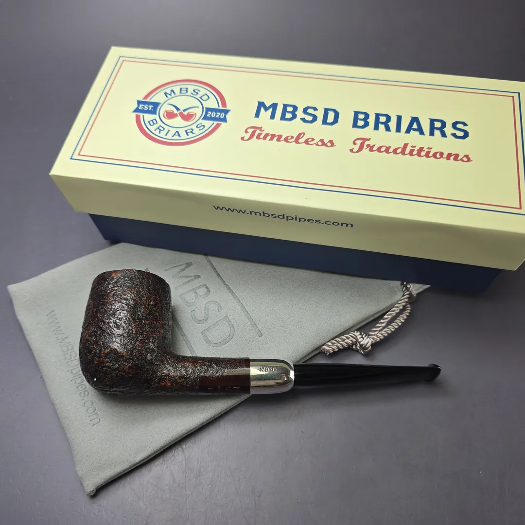 MBSD Briars Timeless Traditions 1 Sandblasted Billiard w/ Silver Handmade Briar Pipe, New - Image 2