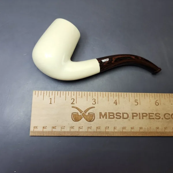 MBSD Meerschaum Deluxe Premier Bent Billiard w Cumberland Block Meerschaum Pipe, Briar-Mortise, New - Image 8
