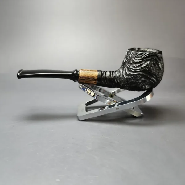 MBSD Briars by Piero Vitale Vintage Sandblasted Author w/ Zebrawood Briar Pipe, New - Image 8