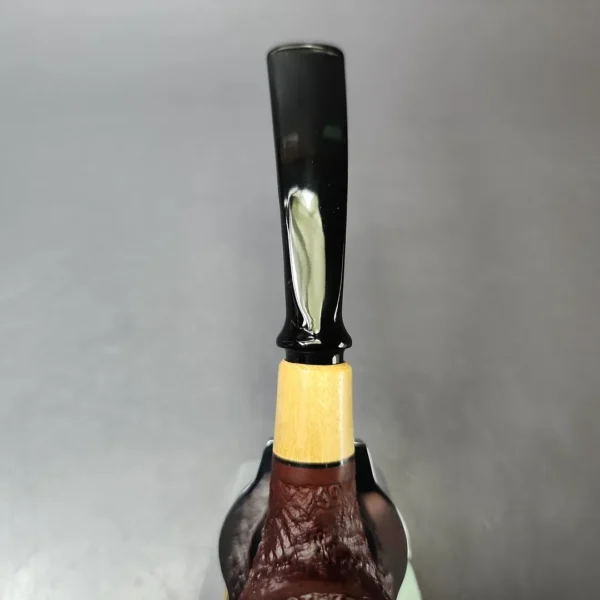 MBSD Briars by Piero Vitale Red Sandblasted Brandy w/ Boxwood Briar Pipe, New - Image 5