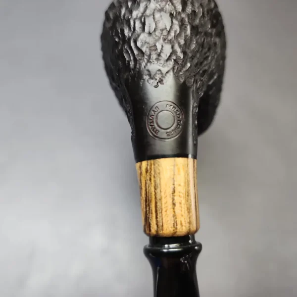 MBSD Briars by Piero Vitale Black Rusticated Brandy w/ Olivewood, Briar Pipe, New - Image 10