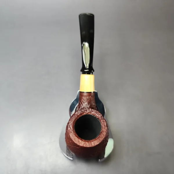 MBSD Briars by Piero Vitale Red Sandblasted Brandy w/ Boxwood Briar Pipe, New - Image 6