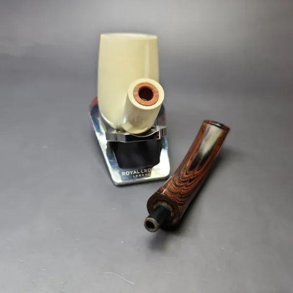 MBSD Meerschaum Deluxe Premier Bent Billiard w Cumberland Block Meerschaum Pipe, Briar-Mortise, New - Image 10