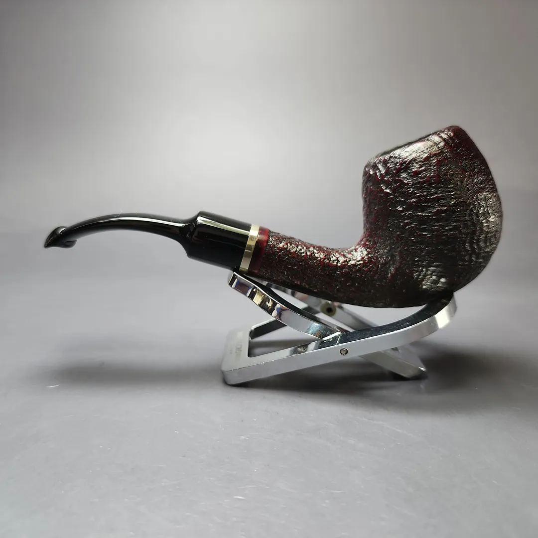 Vauen 5204 Sandblasted Bent Billiard w/ Brass Estate Briar Pipe, Unsmoked, 9mm - Image 4