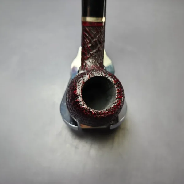 Vauen 5204 Sandblasted Bent Billiard w/ Brass Estate Briar Pipe, Unsmoked, 9mm - Image 5
