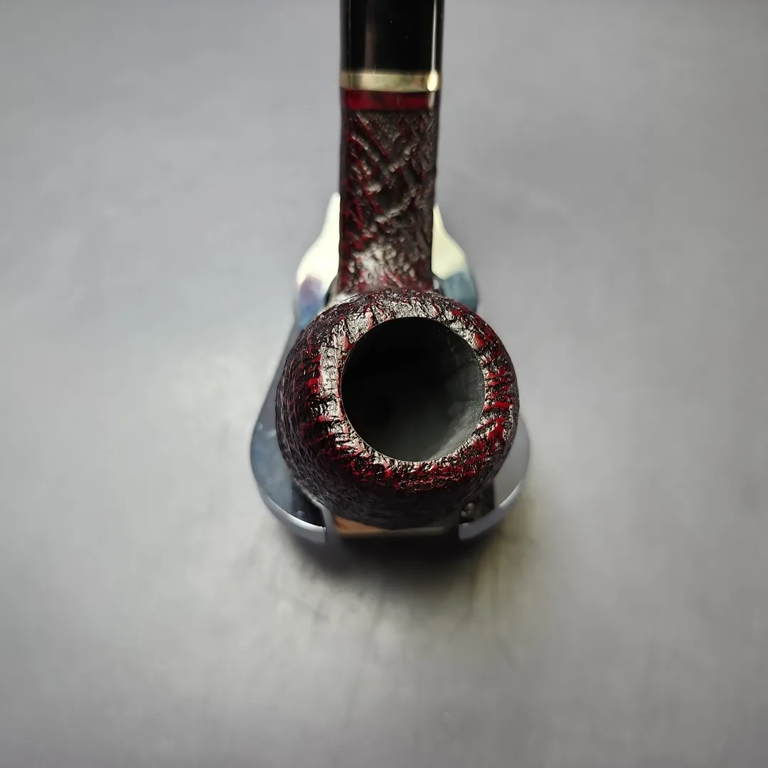 Vauen 5204 Sandblasted Bent Billiard w/ Brass Estate Briar Pipe, Unsmoked, 9mm - Image 5