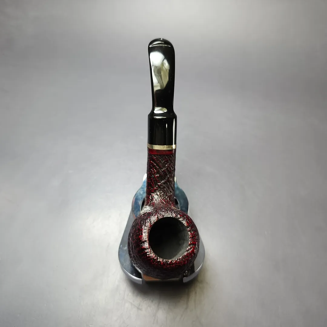 Vauen 5204 Sandblasted Bent Billiard w/ Brass Estate Briar Pipe, Unsmoked, 9mm - Image 7