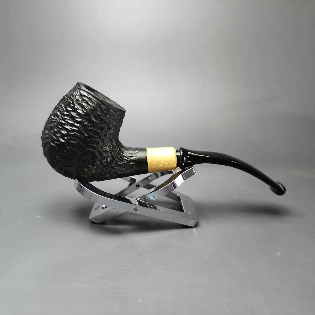 MBSD Briars by Piero Vitale Black Rusticated Brandy w/ Boxwood Briar Pipe, New - Image 2