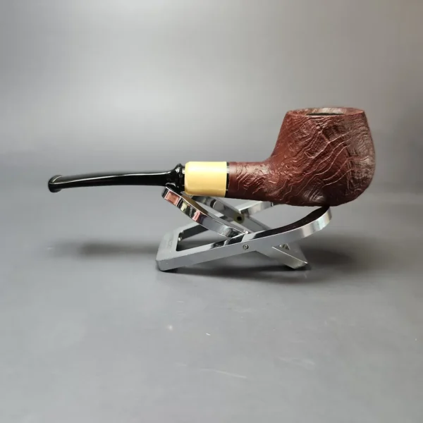 MBSD Briars by Piero Vitale Red Sandblasted Author w/ Boxwood Briar Pipe, New - Image 7