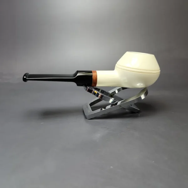 MBSD Meerschaum Deluxe Smooth Rhodesian Block Meerschaum Pipe, Briar-Mortise, New - Image 7