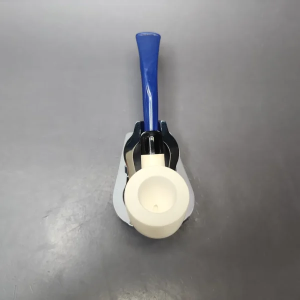 Smooth Bent Dublin w/ Blue Stem & Case Estate Block Meerschaum Pipe, Unsmoked - Image 7