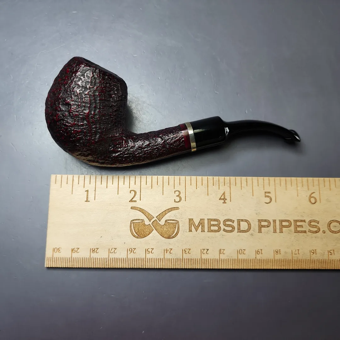 Vauen 5204 Sandblasted Bent Billiard w/ Brass Estate Briar Pipe, Unsmoked, 9mm - Image 8