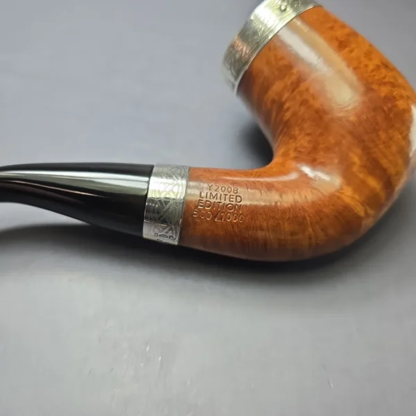 Peterson 2008 Pipe of the Year Smooth Bent Billiard w/ Silver Estate Briar Pipe, Irish Estates - Image 9