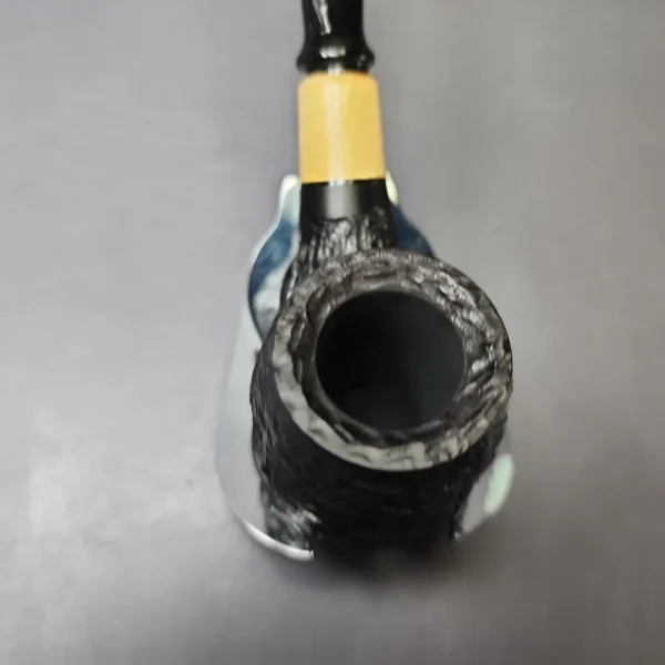 MBSD Briars by Piero Vitale Black Rusticated Brandy w/ Boxwood Briar Pipe, New - Image 4