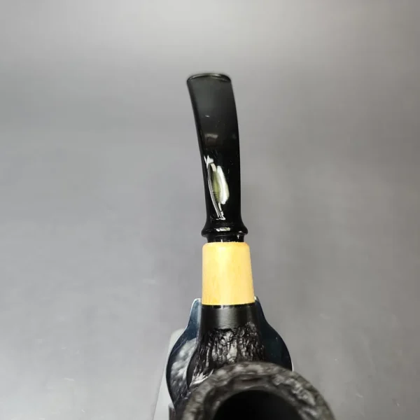 MBSD Briars by Piero Vitale Black Rusticated Brandy w/ Boxwood Briar Pipe, New - Image 5