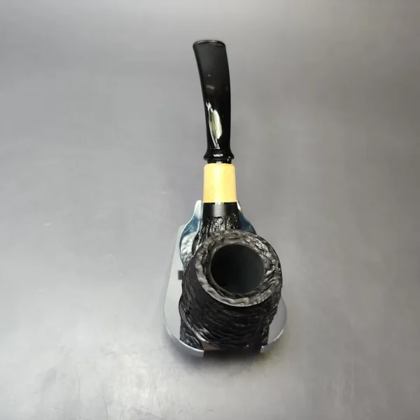 MBSD Briars by Piero Vitale Black Rusticated Brandy w/ Boxwood Briar Pipe, New - Image 6
