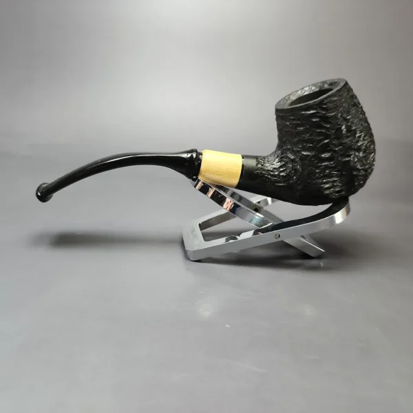 MBSD Briars by Piero Vitale Black Rusticated Brandy w/ Boxwood Briar Pipe, New - Image 7