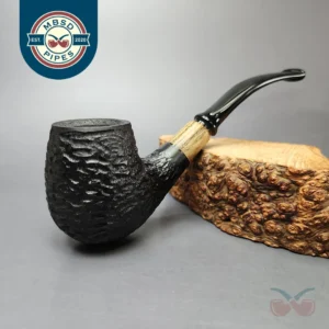MBSD Briars by Piero Vitale Black Rusticated Brandy w/ Olivewood Briar Pipe, New