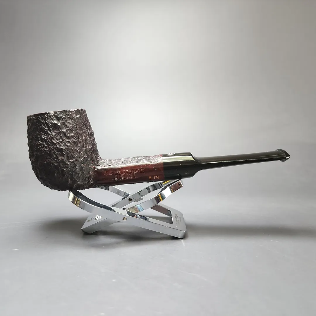 James Upshall Bark Group 5 Partially Rusticated Billiard Estate Briar Pipe, Unsmoked - Image 2