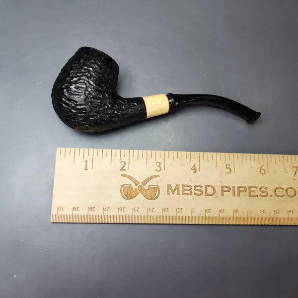 MBSD Briars by Piero Vitale Black Rusticated Brandy w/ Boxwood Briar Pipe, New - Image 8