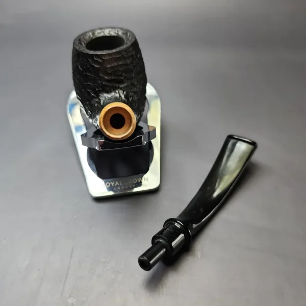 MBSD Briars by Piero Vitale Black Rusticated Brandy w/ Boxwood Briar Pipe, New - Image 11