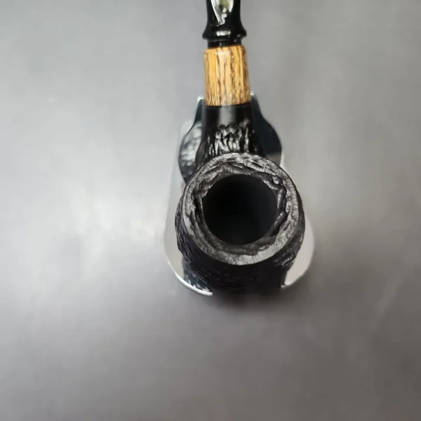MBSD Briars by Piero Vitale Black Rusticated Brandy w/ Olivewood Briar Pipe, New - Image 5