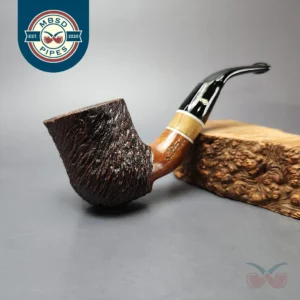 Stefano Santambrogio Partially Rusticated Dublin w/ Olivewood Estate Briar Pipe, Italian Estates