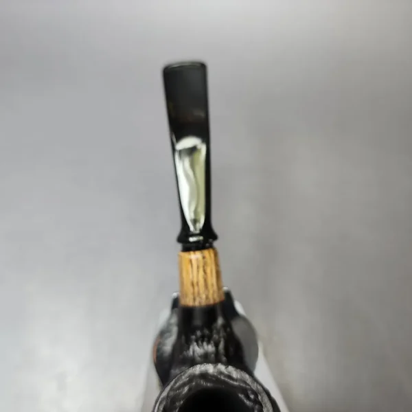 MBSD Briars by Piero Vitale Black Rusticated Brandy w/ Olivewood Briar Pipe, New - Image 6