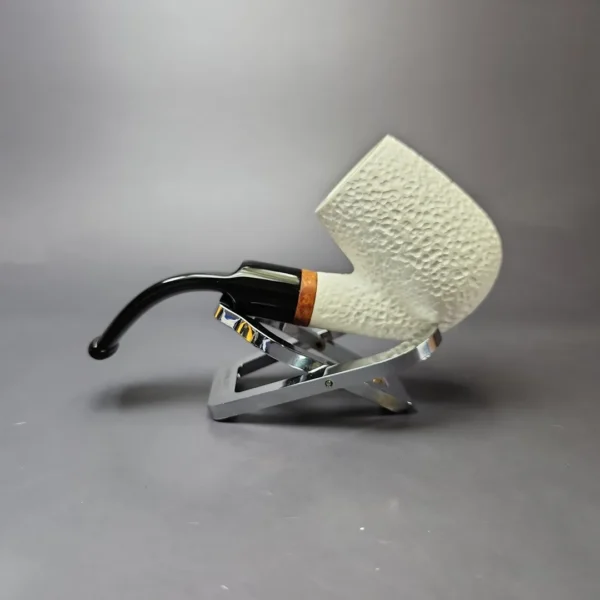 MBSD Meerschaum Deluxe Rusticated Oom Paul Block Meerschaum Pipe, Briar-Mortise, New - Image 7