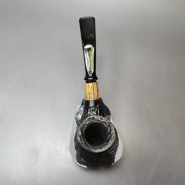MBSD Briars by Piero Vitale Black Rusticated Brandy w/ Olivewood Briar Pipe, New - Image 7