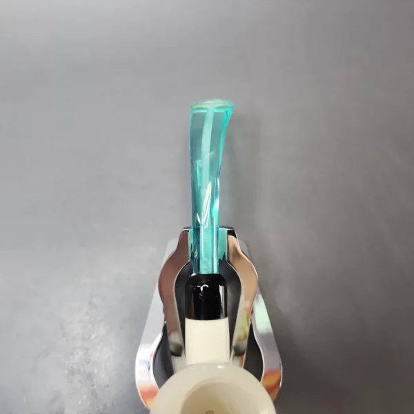 Smooth Pear w/ Turquoise stem & Case Estate Block Meerschaum Pipe, Unsmoked - Image 6
