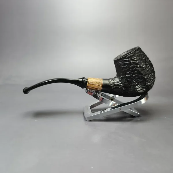 MBSD Briars by Piero Vitale Black Rusticated Brandy w/ Olivewood Briar Pipe, New - Image 8