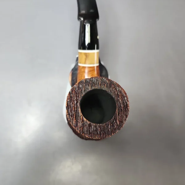 Stefano Santambrogio Partially Rusticated Dublin w/ Olivewood Estate Briar Pipe, Italian Estates - Image 4