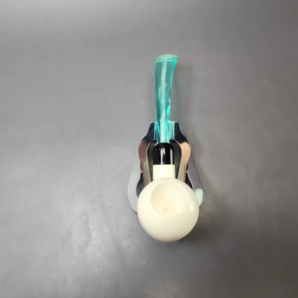 Smooth Pear w/ Turquoise stem & Case Estate Block Meerschaum Pipe, Unsmoked - Image 7