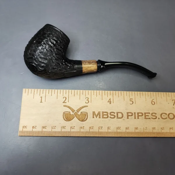 MBSD Briars by Piero Vitale Black Rusticated Brandy w/ Olivewood Briar Pipe, New - Image 9